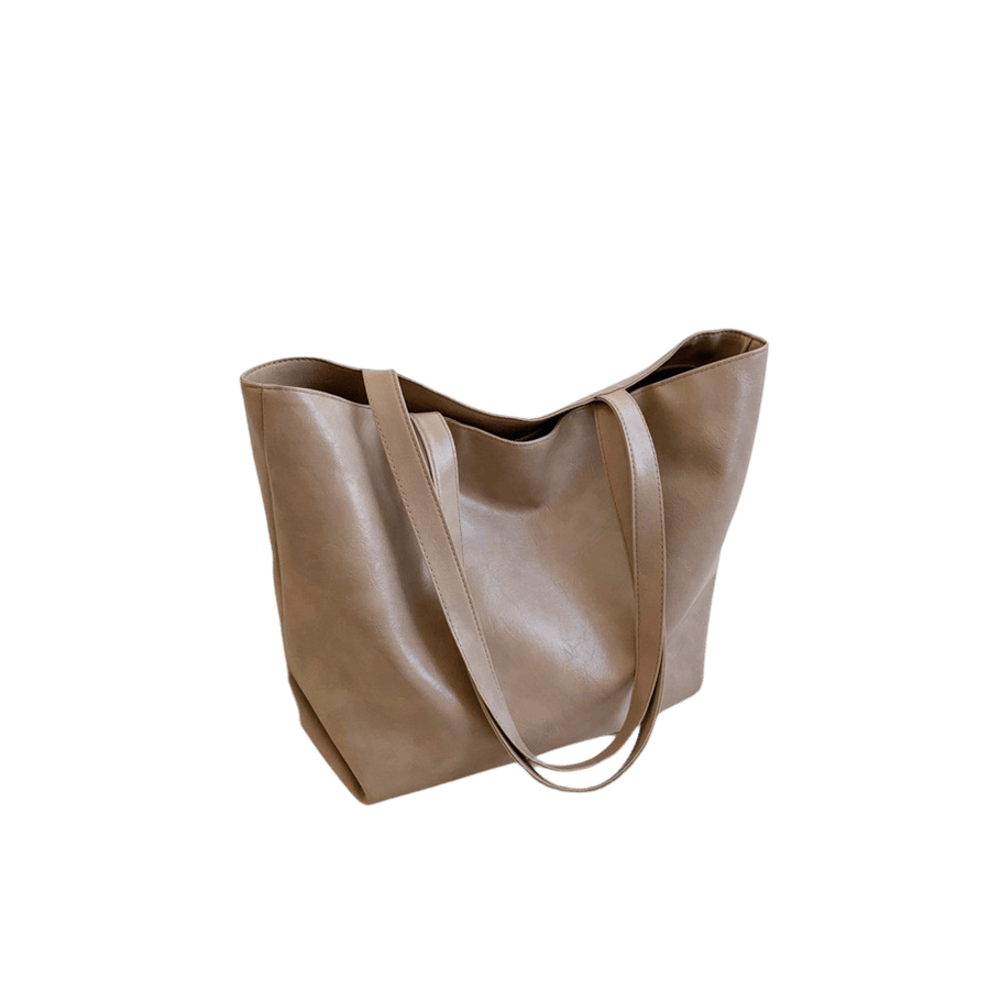 Camel ladies tote bag with magnetic snap closure