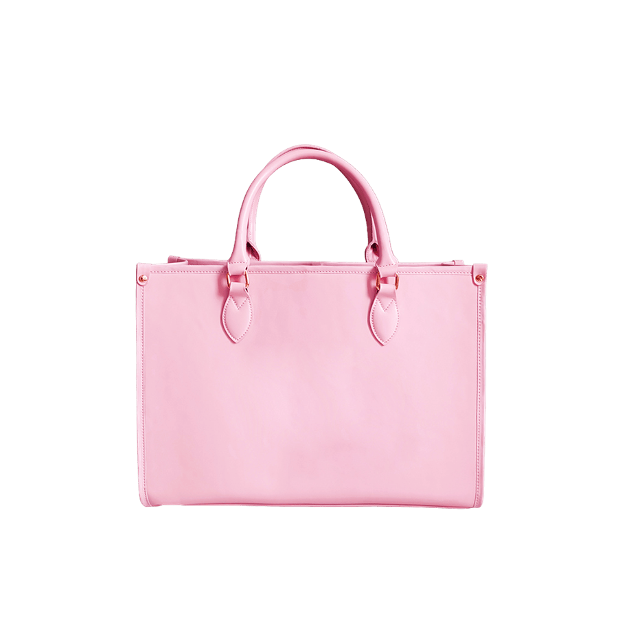 Pink ladies tote bag with decorative studs on the top