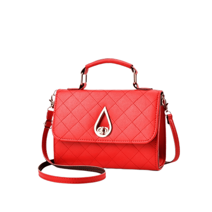 Quilting ladies handbag with decorative hardware on the flap and lock closure