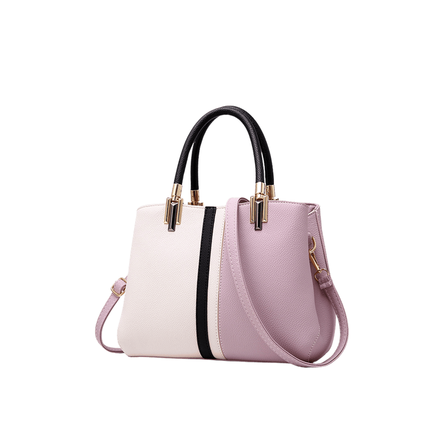 Splicing ladies handbag with metal tab of the handle