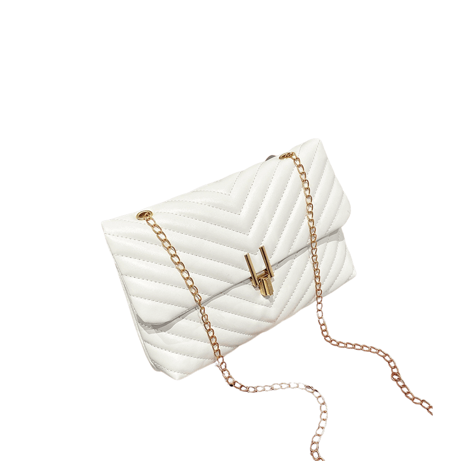 White quilting ladies handbag with lock closure