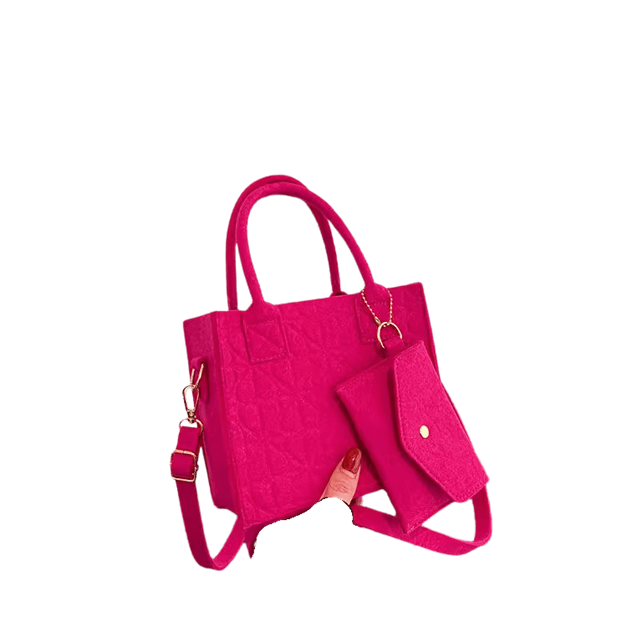 Black embossed ladies handbag sets with detachable small bag
