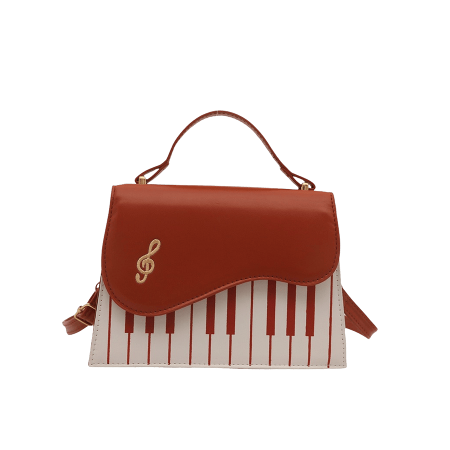 Ladies handbag with piano shape and note embroidery