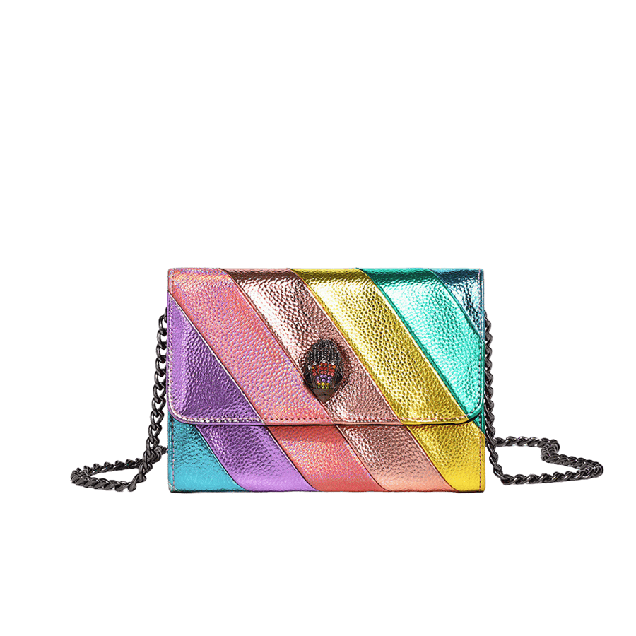 Splicing PU ladies handbag with decorative hardware on the flap with magnetic snap closure