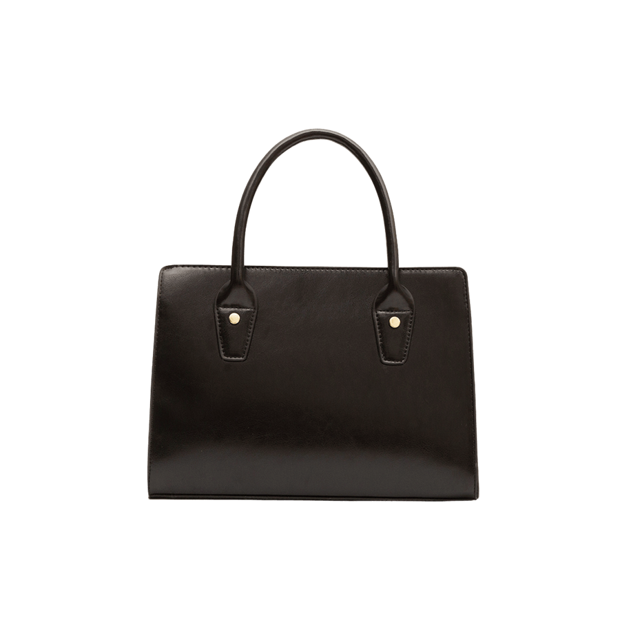 Black ladies tote with decorative flat studs on the handle