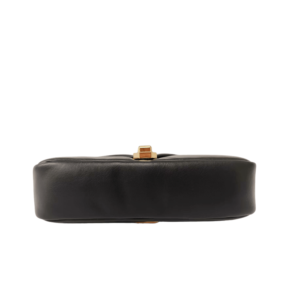 Black ladies handbag with lock closure