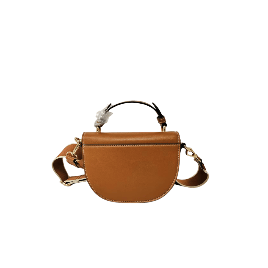 Camel ladies handbag with decorative bowknot and magnetic snap closure