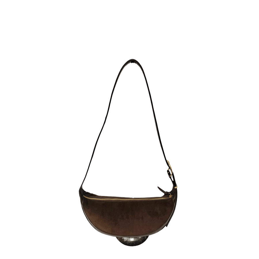 Brown ladies crossbody bag with decorative tassels and adjustable handle