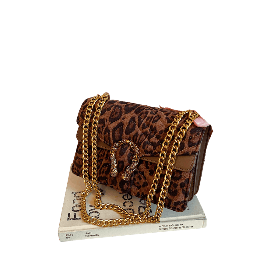 Animal PU ladies crossbody bag with decorative hardware on the flap