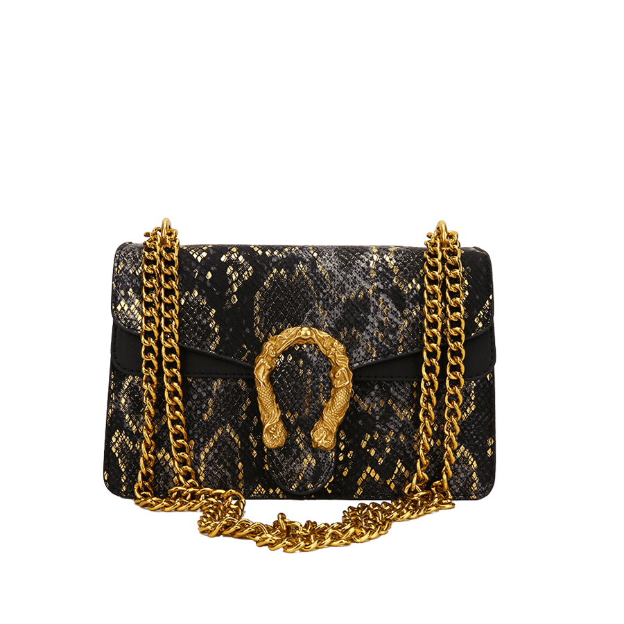 Animal PU ladies crossbody bag with decorative hardware on the flap