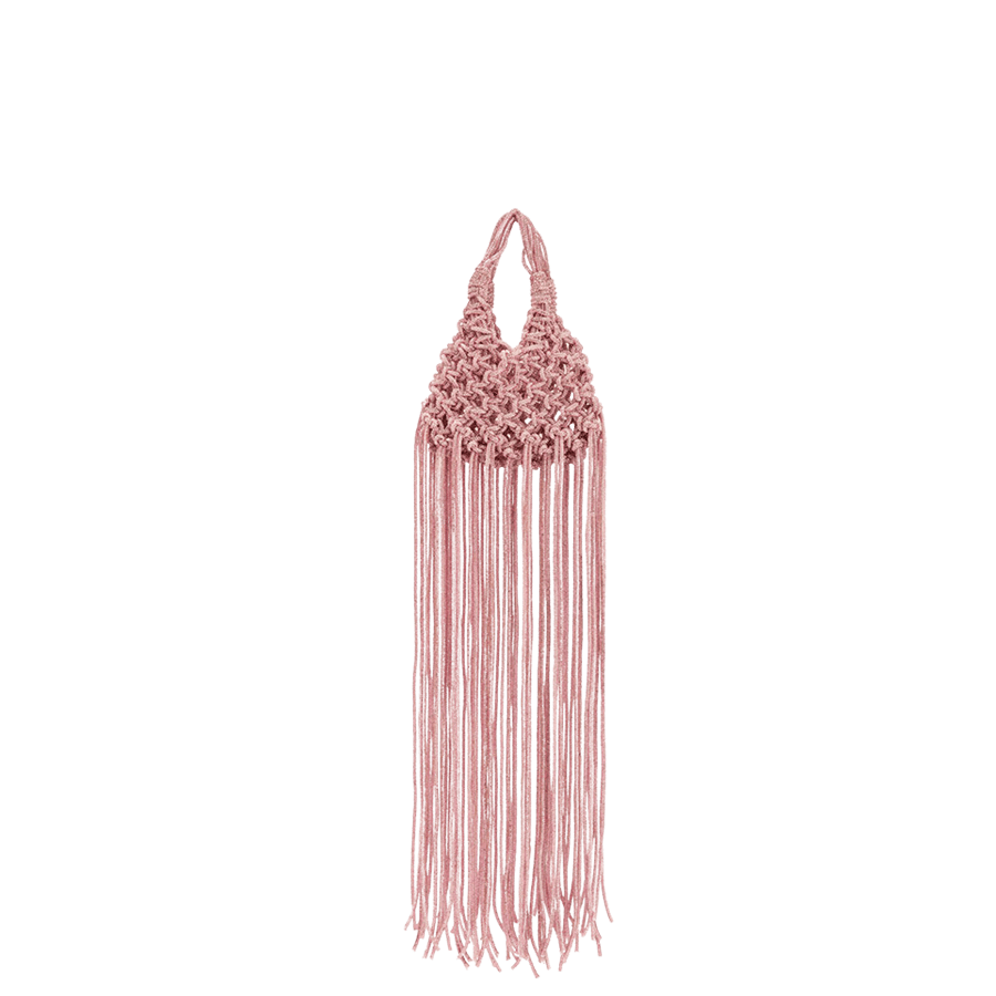 Pink crochet ladies handbag with long tassels