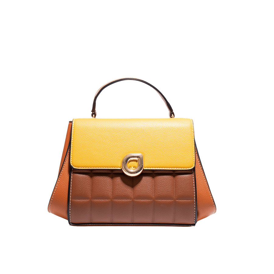 Quilting ladies handbag with magnetic snap closure and contrast edge painting
