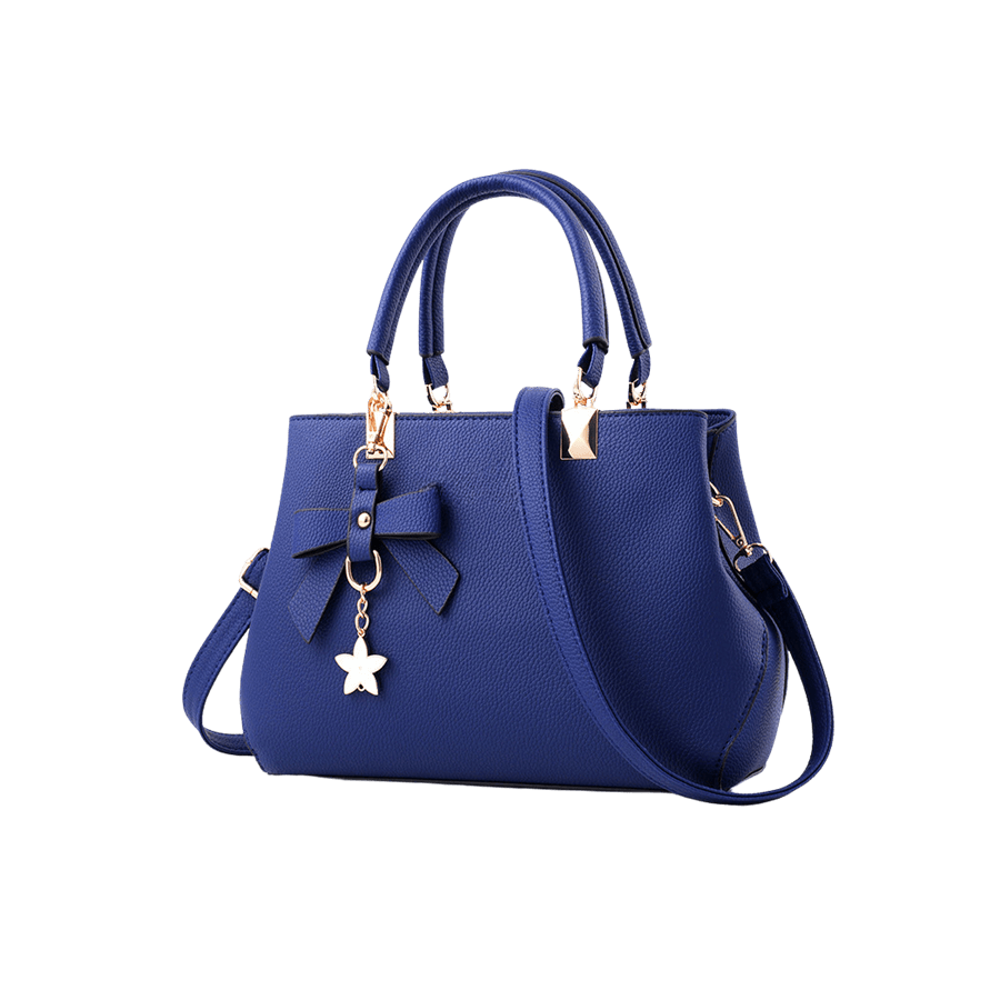 Berry ladies handbag with detachable bowknot hangtag and contrast edge painting