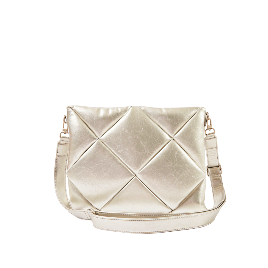 Quilting puffy laptop sleeve with magnetic snap closure and detachable shoulder strap