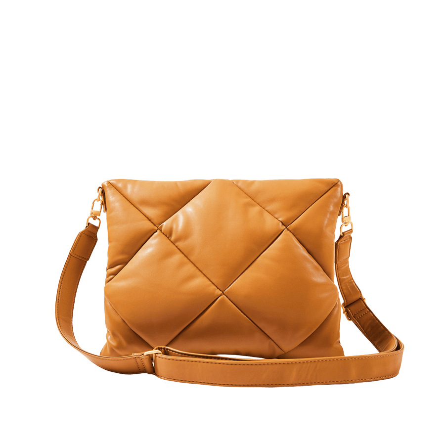 Quilting puffy laptop sleeve with magnetic snap closure and detachable shoulder strap