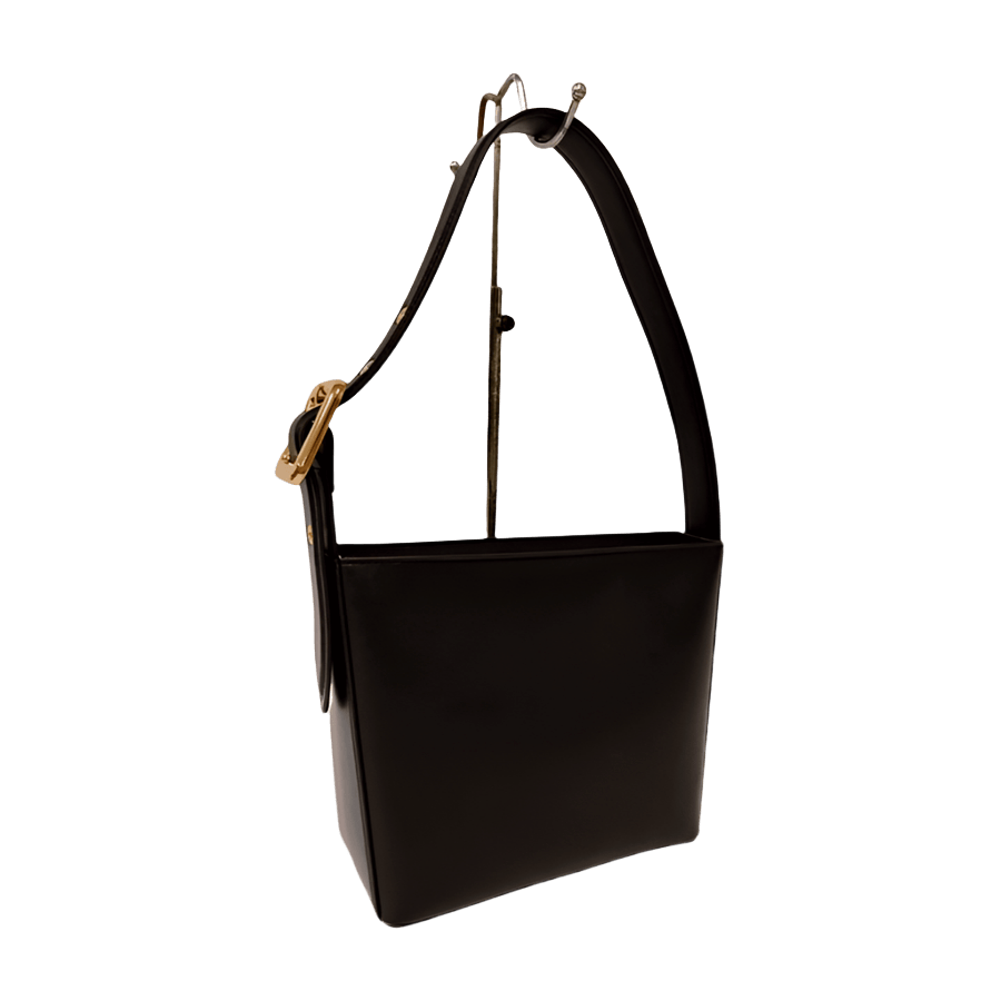 Black structured ladies hobo bag with adjustable handle
