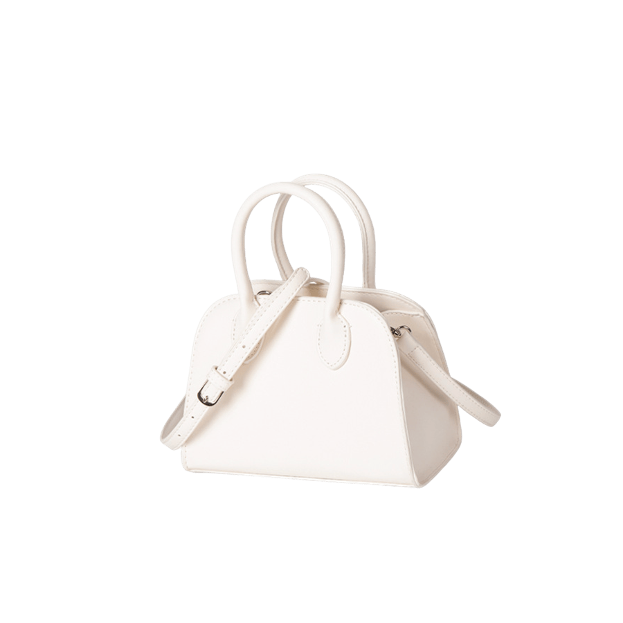 White ladies handbag with tubular handle