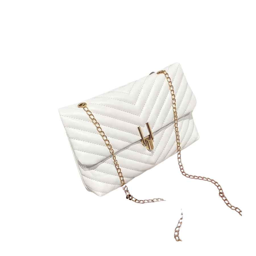 Beige quilting ladies handbag with lock closure