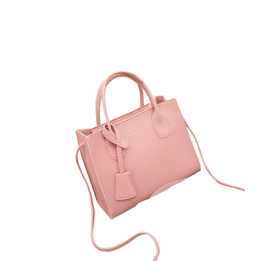 Pink pebble PU ladies handbag with PU hangbag and top zip closure