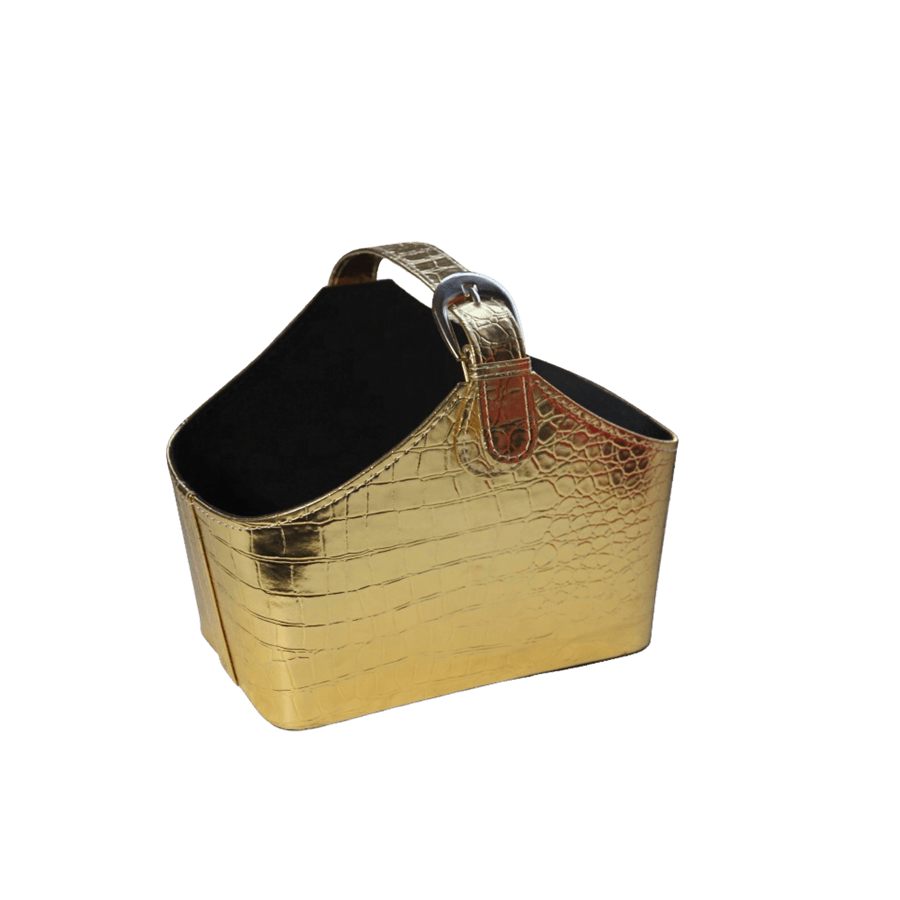 Gold croco PU ladies handle with buckle on the handle
