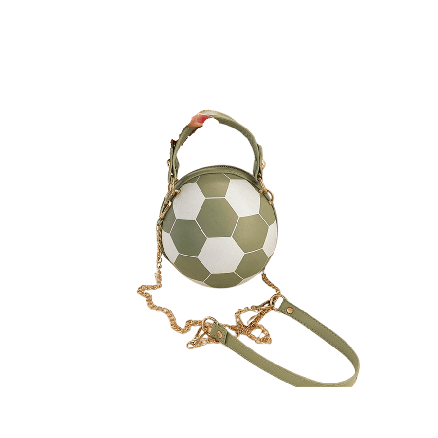 Green ball shape ladies handbag with prints and metal bridge