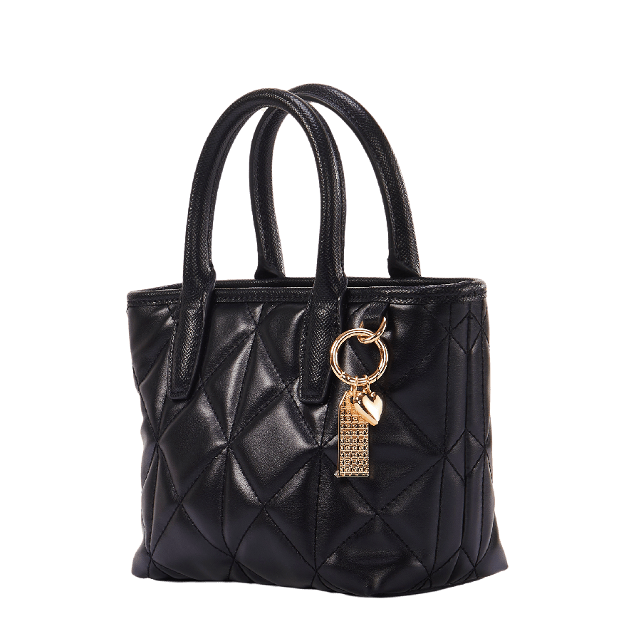 Black quilting ladies handbag with metal handbag