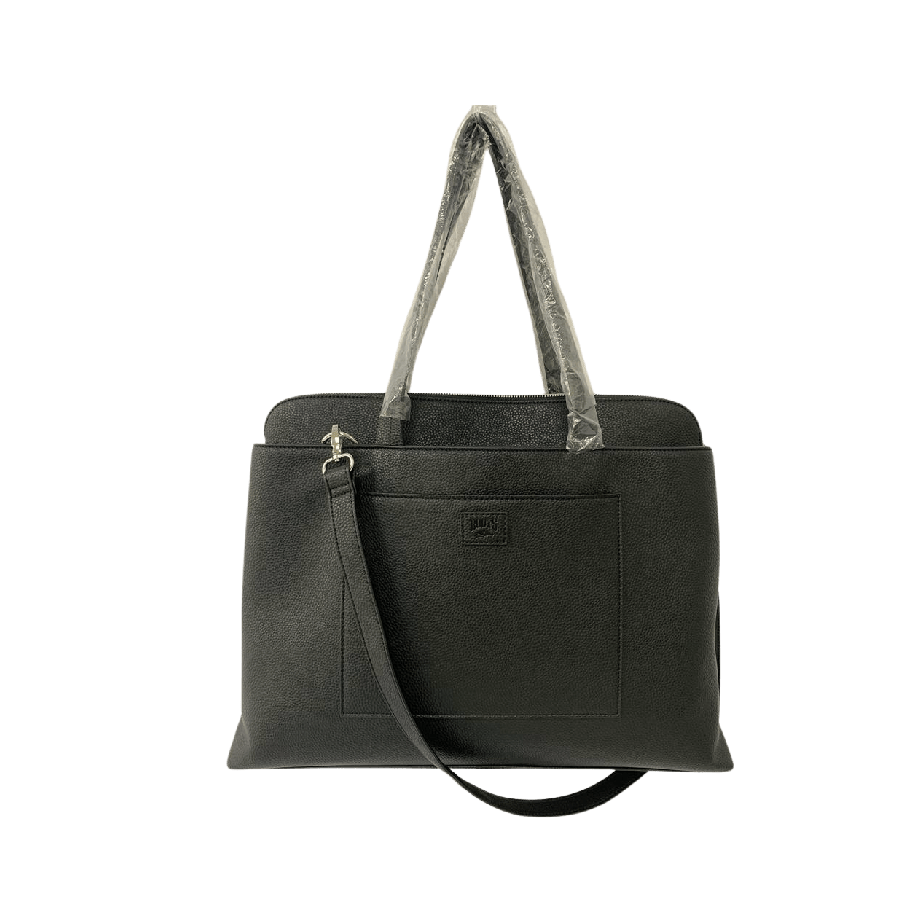 Black ladies tote with front open pocket