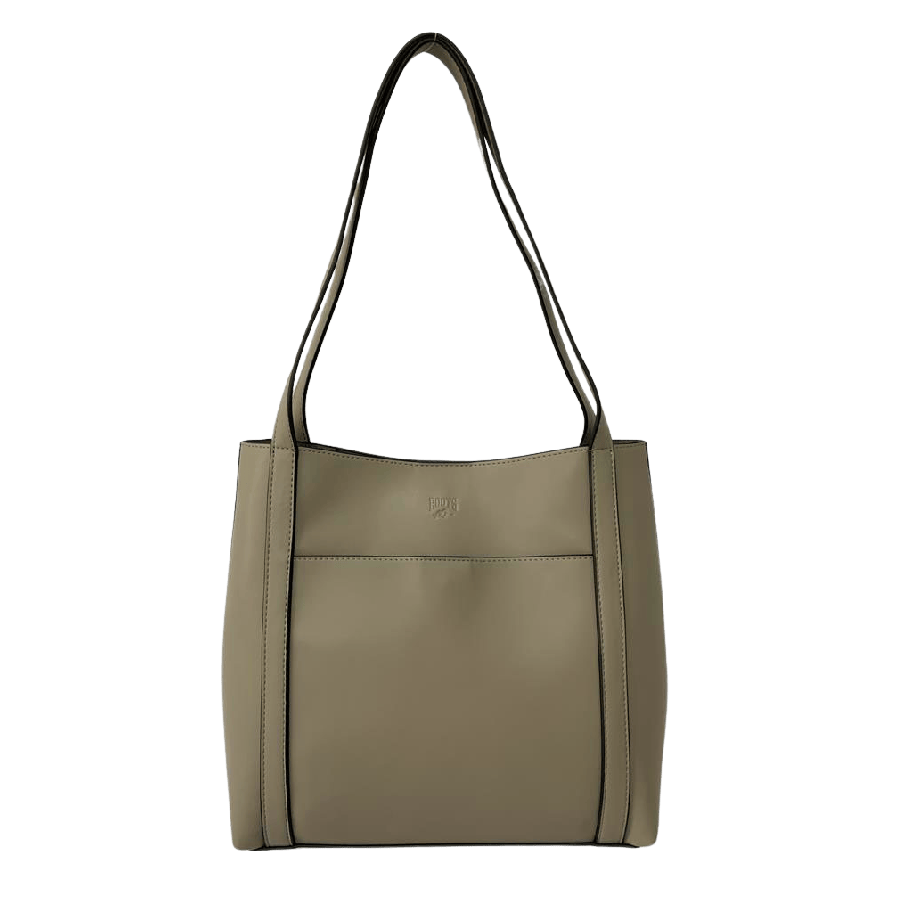 Grey ladies tote with front open pocket and contrast edge painting