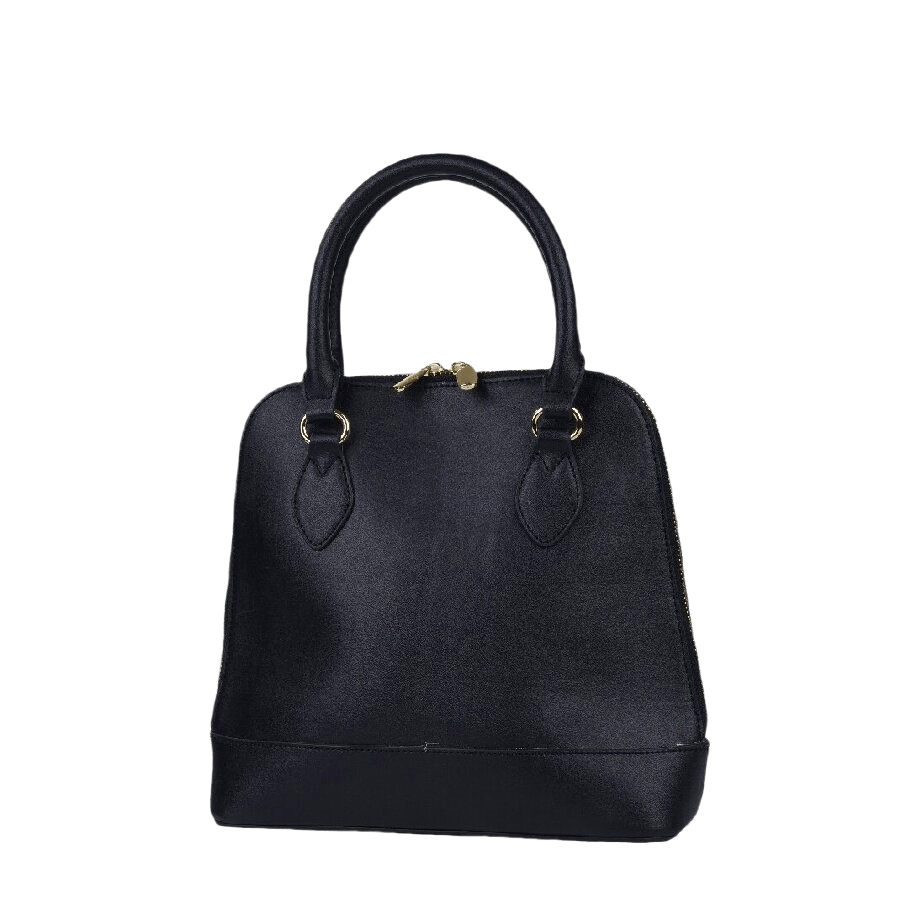 Black ladies handbag with docorative hardware on the front