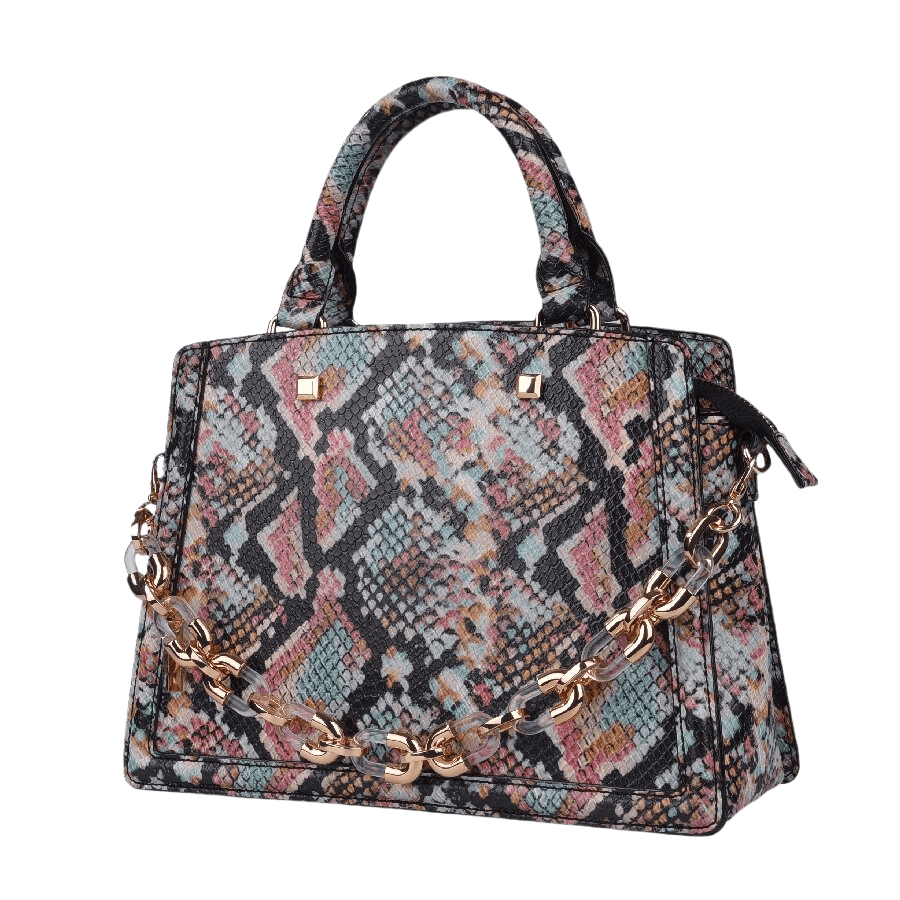 Animal PU ladies handbag with decorative chain and studs
