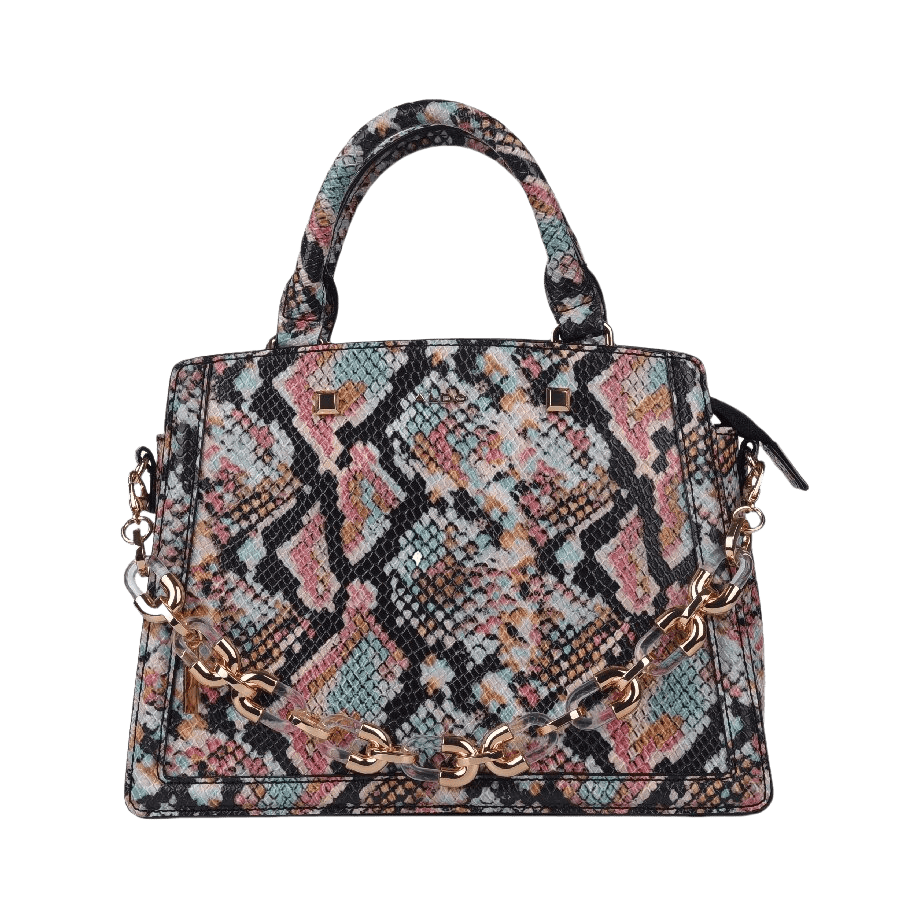Animal PU ladies handbag with decorative chain and studs