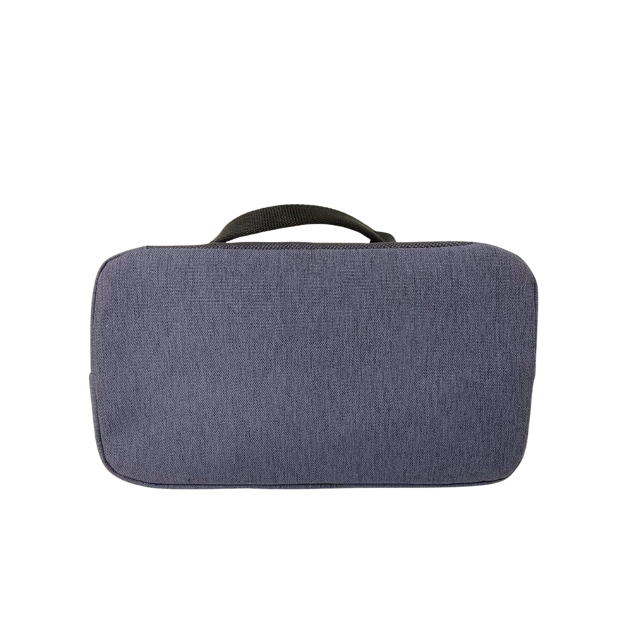 Blue ladies cooler bag with black mesh pocket and double zip puller closure