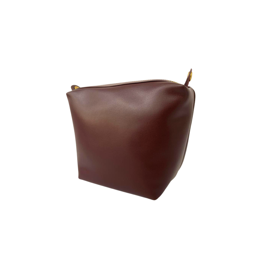 Burgundy ladies bucket bag with adjustable handle and inner pouch bag