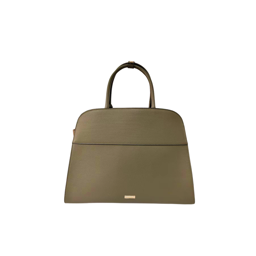 Camel ladies tote bag with contrast edge painting and detachable hangtag