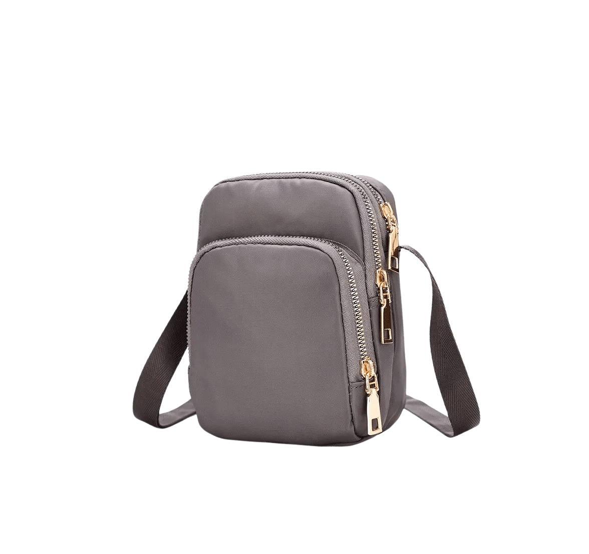 Grey crossbody bag with front zipper pocket