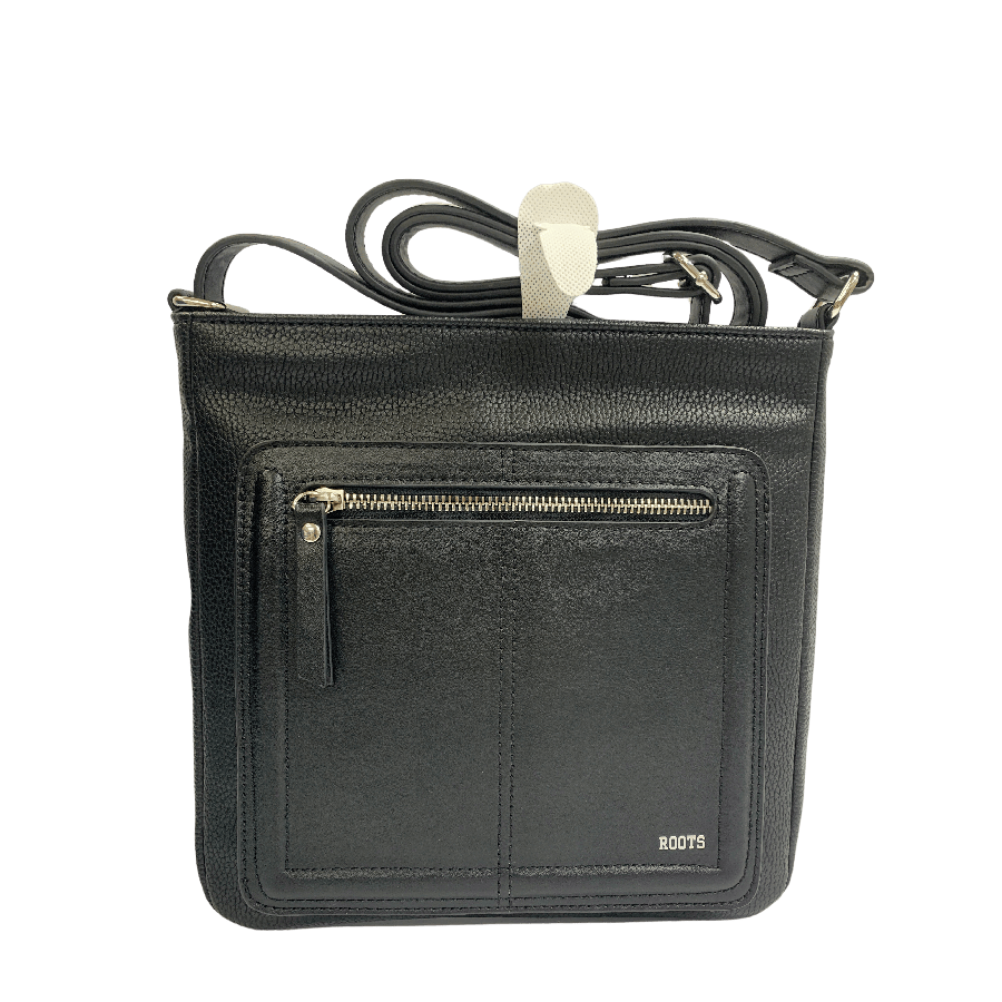 Black ladies crossbody bag with front zip pocket