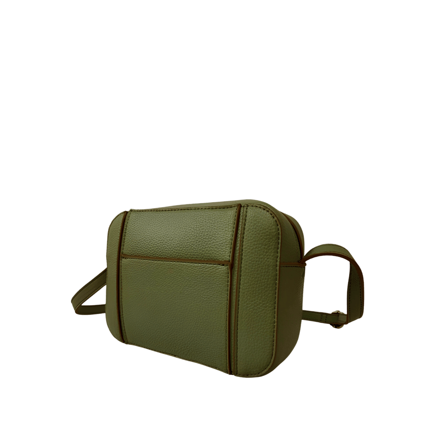 Green splicing ladies crossbody  bag with contrast edge painting