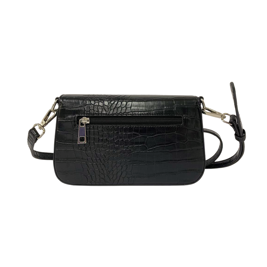 ladies crossbody bag with magnetic snap closure and back zip pocket