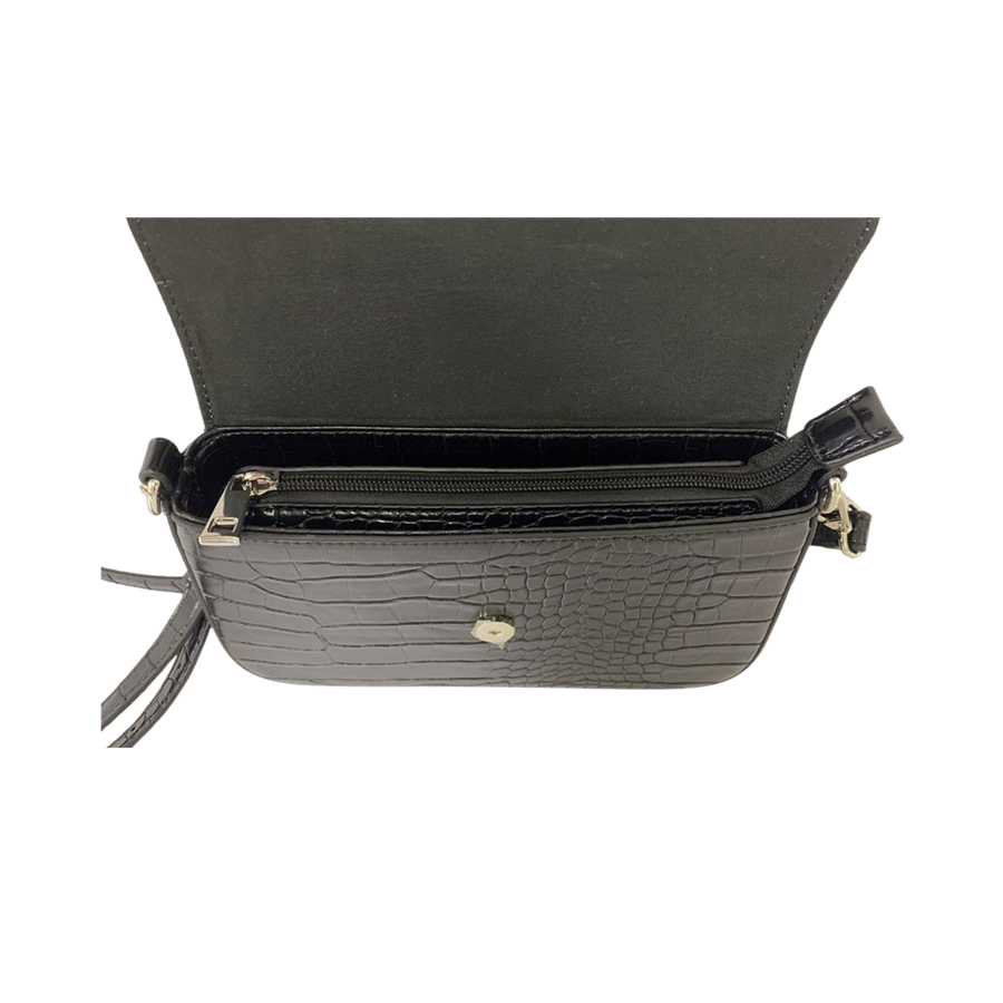 ladies crossbody bag with magnetic snap closure and back zip pocket