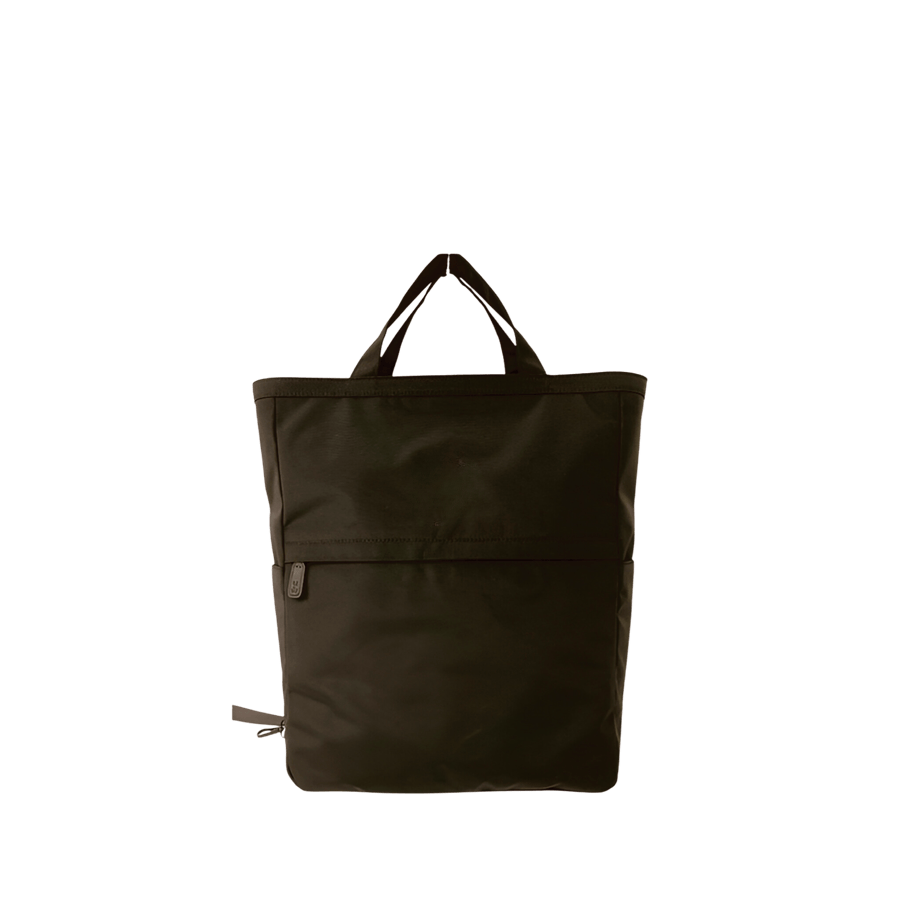 Black travelling backpack with front zip pocket