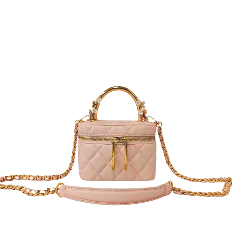 Straw ladies handbag with trim PU and detachable string hangtag
